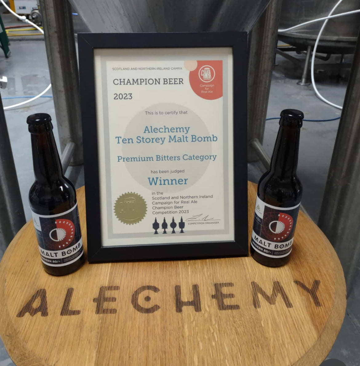 CAMRA Gold Award For Ten Storey Malt Bomb